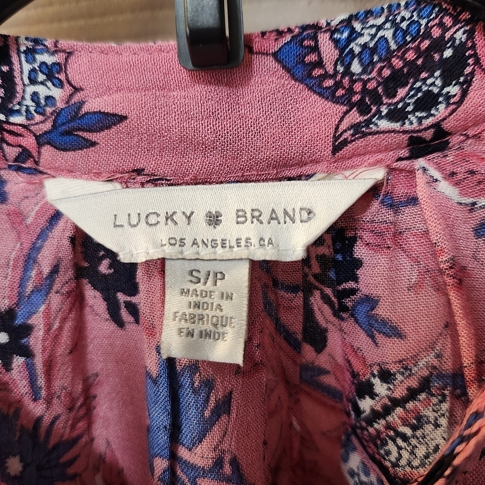 Lucky Brand Floral Boho Peasant Long Sleeve Top Sz S - Picture 7 of 9
